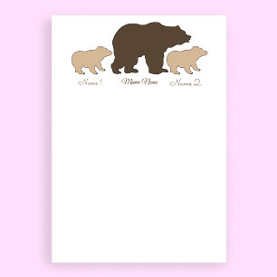 En-tête De Lettre Maman Ours Personnalisée Avec 2 Noms D'Enfants Cad