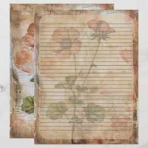 En-tête De Lettre Manuscrit Anemone Flower