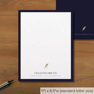 En-tête De Lettre Marine sophistiquée et Gold Quill