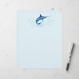 En-tête De Lettre Marlin Bleu Jaillissant de l'Océan