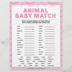 En-tête De Lettre Match bébé animal [dentelle de luxe [rose]