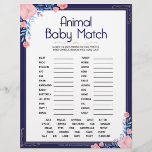 En-tête De Lettre Match pour bébé animal [Cadre floral]