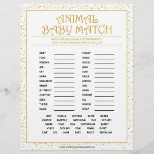 En-tête De Lettre Match pour bébé animal [Étincelles dorées]