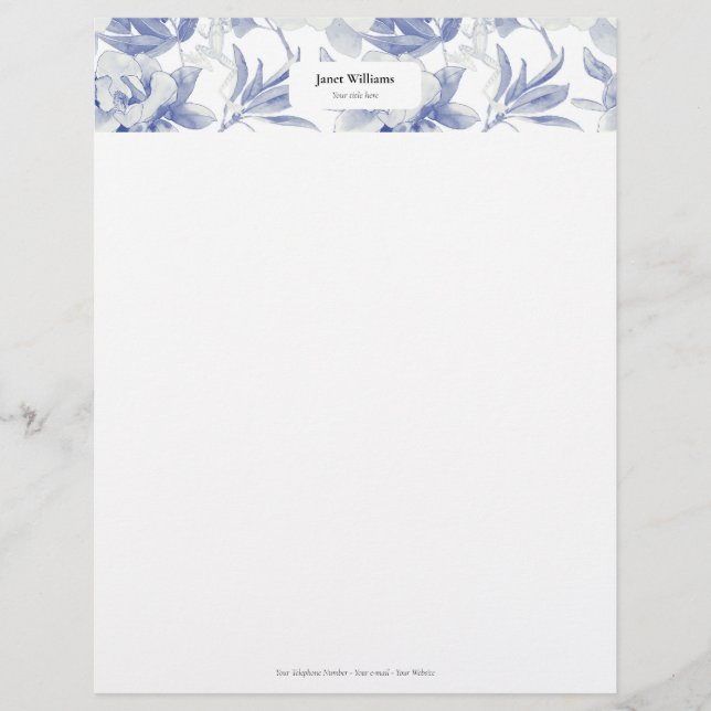 En-tête De Lettre Membrete Magnolias azules (Devant)