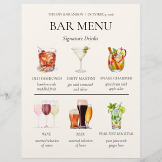 En-tête De Lettre Menu du bar à l'aquarelle