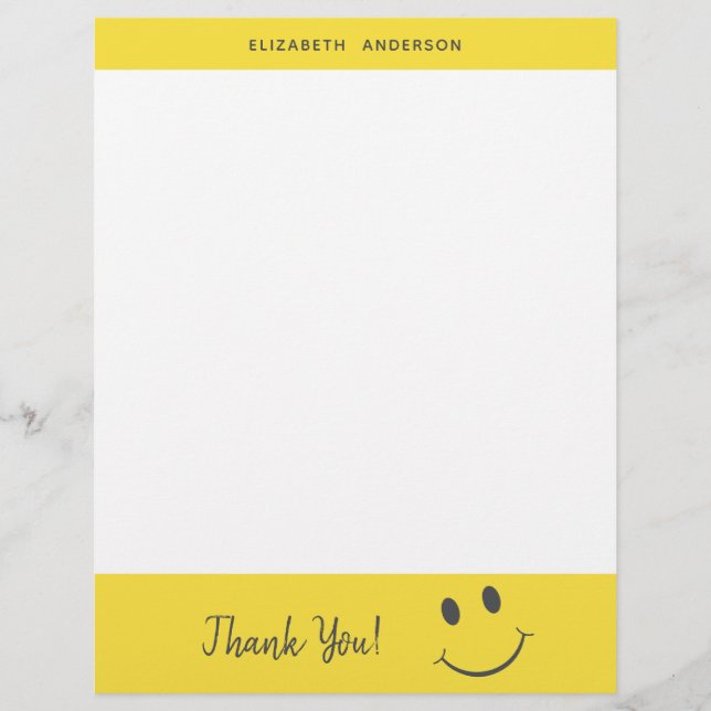 En-tête De Lettre Merci de sourire joyeux Nom d'ajout (Devant)