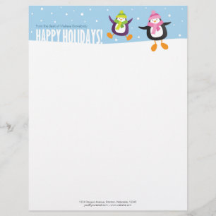 En-tête de lettre mignon de nouveauté de pingouin