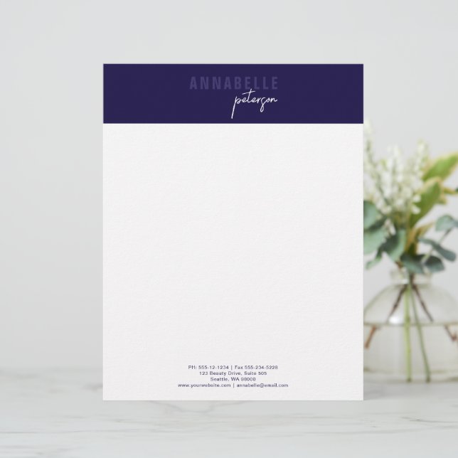 En-tête De Lettre Minimal moderne Professionnel Bleu Simple (Debout devant)
