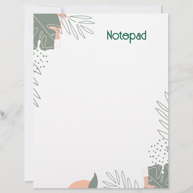 En-tête De Lettre Minimalist plant paper notebook (Devant)