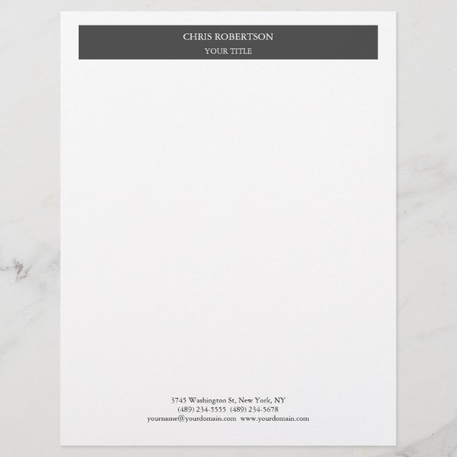 En-tête De Lettre Minimaliste moderne gris blanc professionnel (Devant)