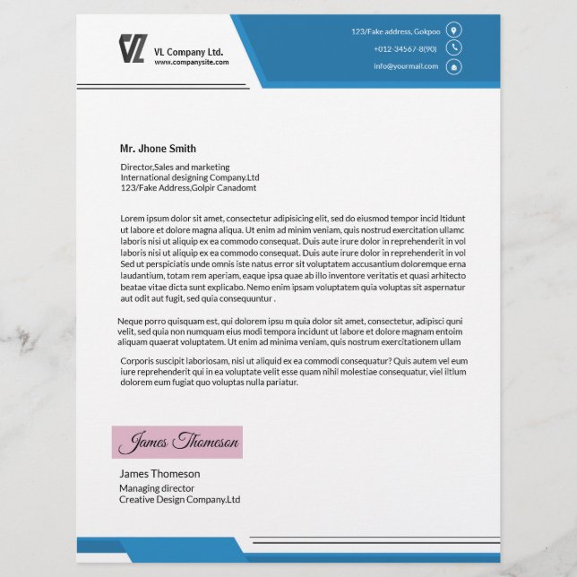 En-tête De Lettre Modèle d'entreprise d'en-tête de lettre (Devant)