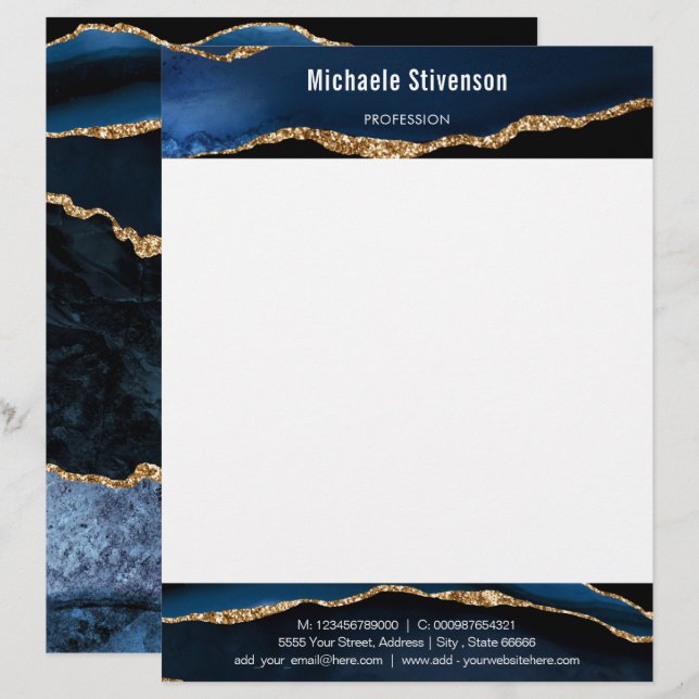 En-tête De Lettre Modèle en-tête bleu marine (Devant / Derrière)