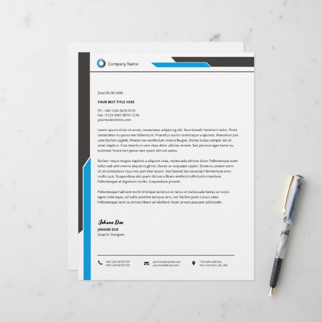 En-tête De Lettre Modèle en-tête Business - Conception personnalisab (Devant/Arrière en situation)