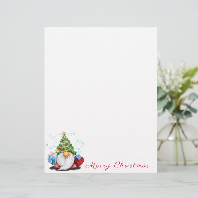 En-tête De Lettre Modèle en-tête Noël Gnome mignon (Debout devant)