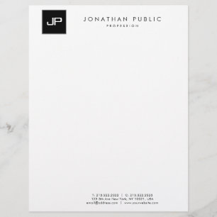 En-tête De Lettre Modèle minimaliste de l'élégant monogramme noir bl