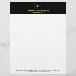 En-tête De Lettre Modèle moderne de monogramme noir élégant d'or
