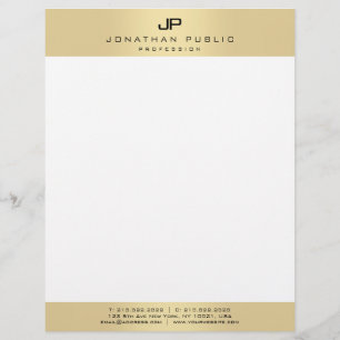 En-tête De Lettre Modèle moderne de monogramme personnalisé or blanc