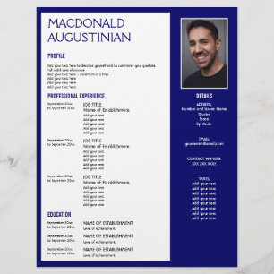 En-tête De Lettre MODÈLE professionnel RESUME  Photo personnalisée B