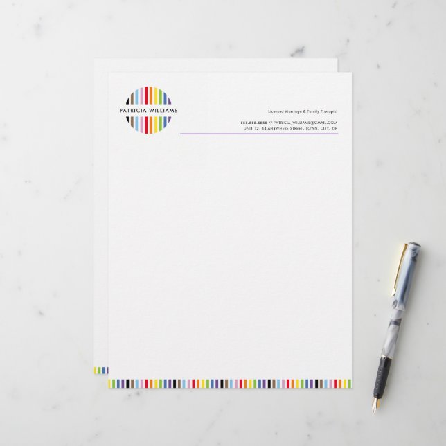 En-tête De Lettre MODERN MINIMAL stripe logo rainbow pride LGBTQ (Devant/Arrière en situation)