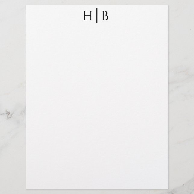 En-tête De Lettre Modern Monogram Black and White Stationery (Devant)
