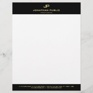 En-tête De Lettre Moderne simple de monogramme noir élégant de base