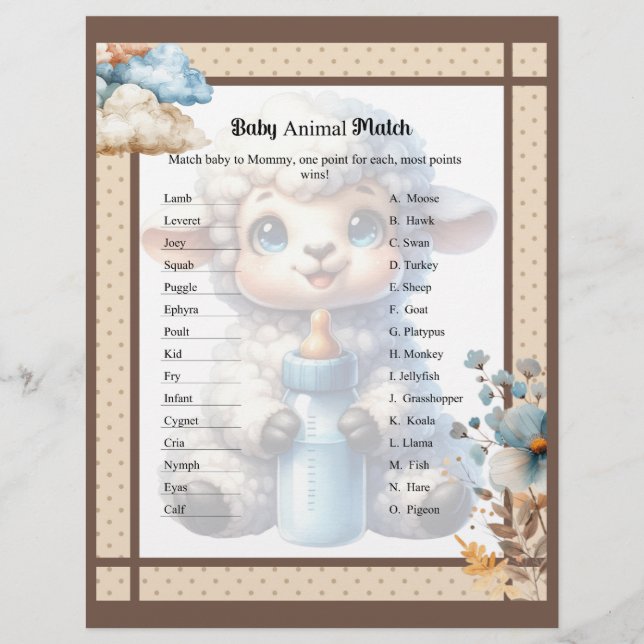 En-tête De Lettre Mon petit agneau_ Match animal bébé (Devant)
