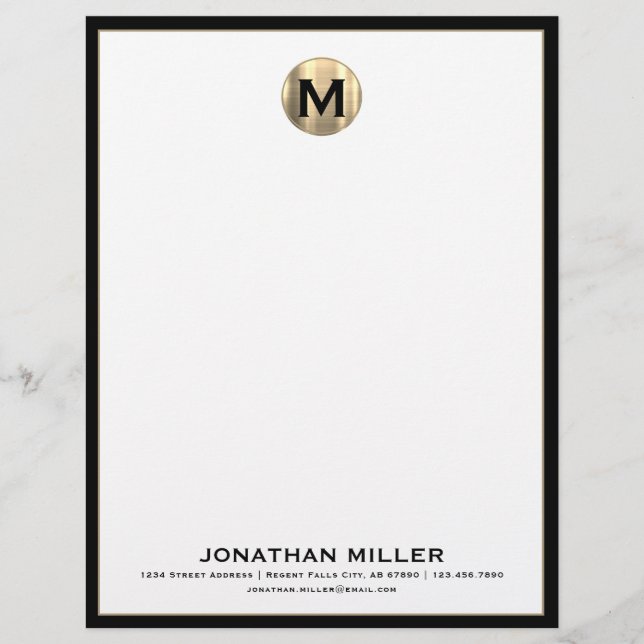 En-tête de lettre Monogram de luxe personnalisé (Devant)
