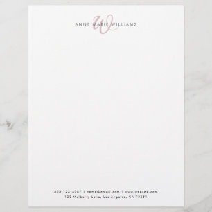 En-tête De Lettre Monogramme de script lilas poussiéreux moderne