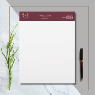En-tête De Lettre Monogramme d'or de la couronne de laurier classiqu
