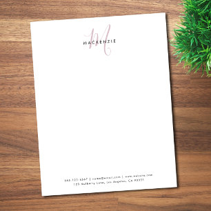 En-tête De Lettre Monogramme élégant moderne blanc rose blush écritu