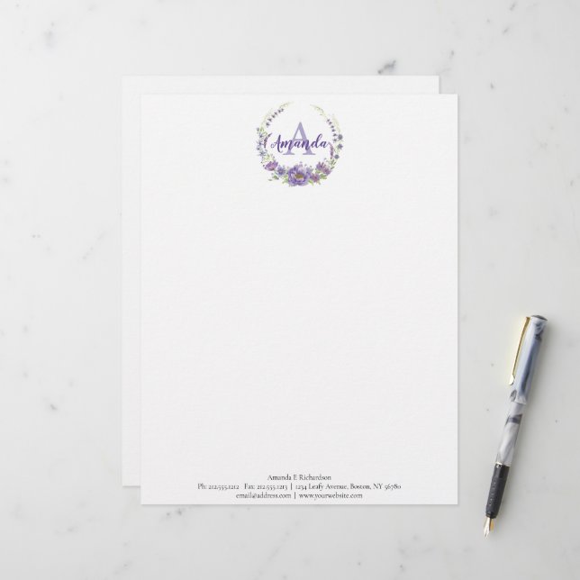 En-tête De Lettre Monogramme - lettre A, personnalisé (Devant/Arrière en situation)