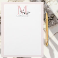 Monogramme minimal initial et nom Pastel rose
