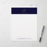 Monogramme minimaliste moderne bleu foncé professi