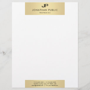 En-tête De Lettre Monogramme moderne Glamour Plain Faux Or Élégant