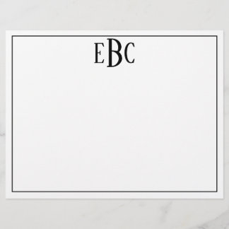 En-tête De Lettre Monogramme moderne noir et blanc classique avec at