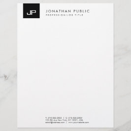 En-tête De Lettre Monogramme moderne noir et blanc Modèle simple