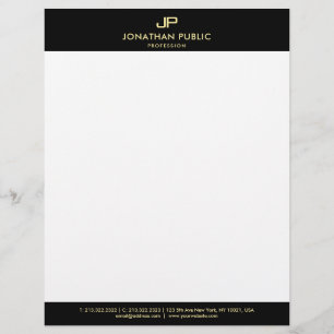 En-tête De Lettre Monogramme noir élégant d'or blanc d'en-tête de