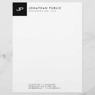 En-tête De Lettre Monogramme noir et blanc Moderne Modèle simple