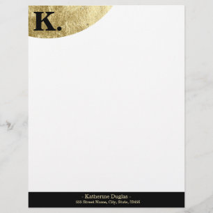 En-tête De Lettre Monogramme noir initial sur Gold Foil Luxe