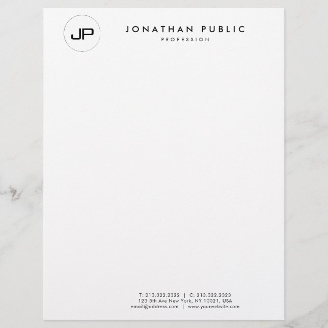 En-tête De Lettre Monogramme noir personnalisé Modèle simple (Devant)