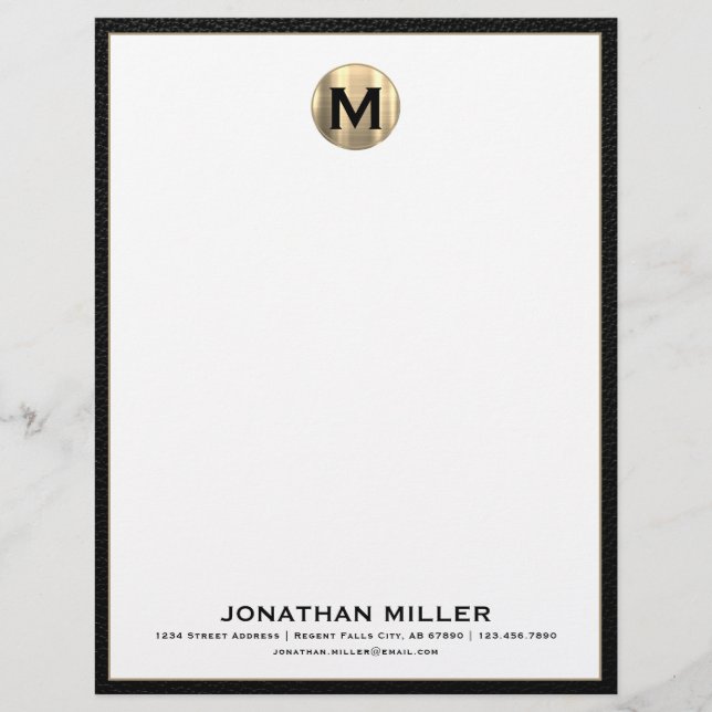 En-tête de lettre Monogramme Or Brossé Personnalis (Devant)