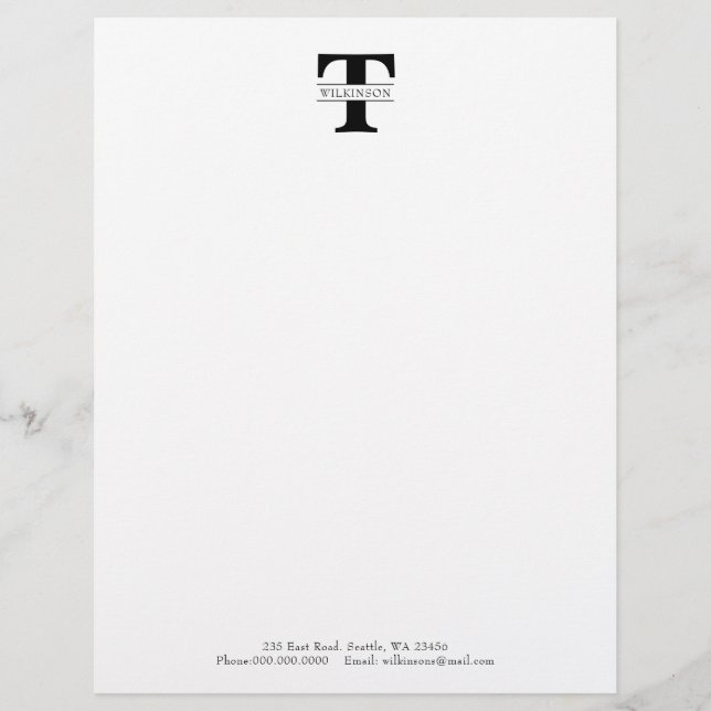 En-tête De Lettre Monogramme personnalisé simple (Devant)