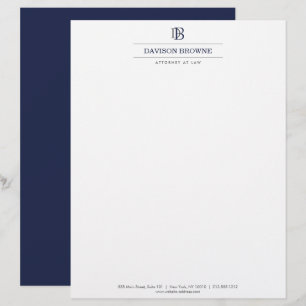 En-tête De Lettre Monogramme professionnel bleu foncé sur blanc