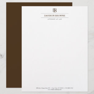 En-tête De Lettre Monogramme professionnel Brown sur en-tête blanc