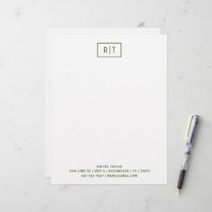 En-tête De Lettre Monogramme simple moderne vert olive foncé