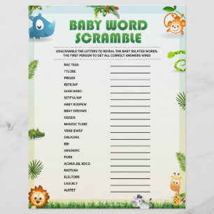 En-tête De Lettre Mot Bébé Baby shower Jeu [Thème animal]