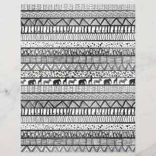 En-tête De Lettre Motif africain tribal noir blanc