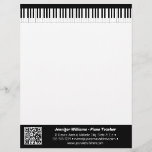 En-tête De Lettre Musicien Touches de Piano Entreprise Musicale Code