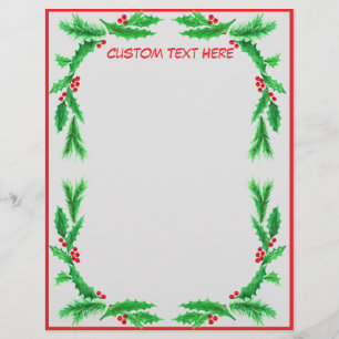 En-tête De Lettre Noël Mistletoe Holly Décoratif Personnalisé 