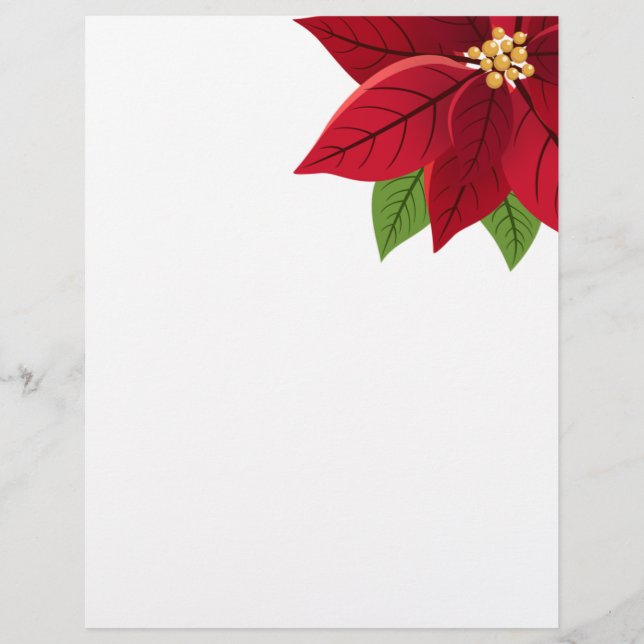 En-tête De Lettre Noël Poinsettia (Devant)
